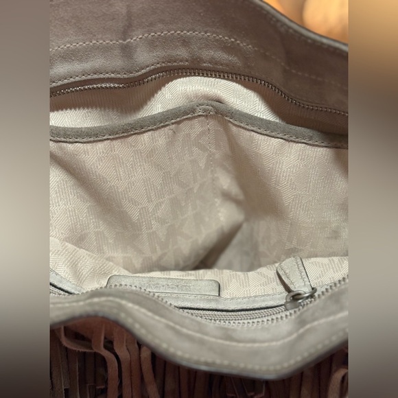 Michael Kors Gray Billy Fringe Crossbody Bag with Studded Detail - Picture 16 of 16